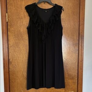 Tiana B. Black Ruffle V-Neck Midi Dress